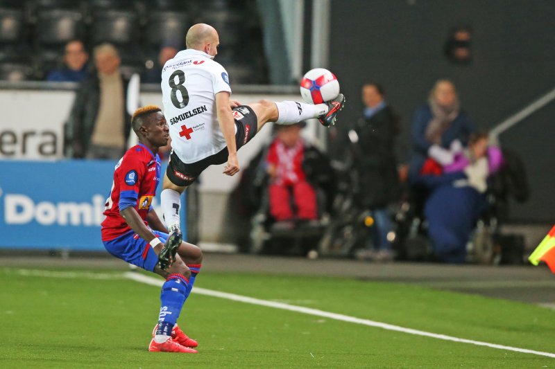 Odd-Sandefjord (4-3). Odds Jone Samuelsen i eliteseriekampen mellom Odd og Sandefjord på Skagerak Arena.Foto: Trond Reidar Teigen / NTB scanpix