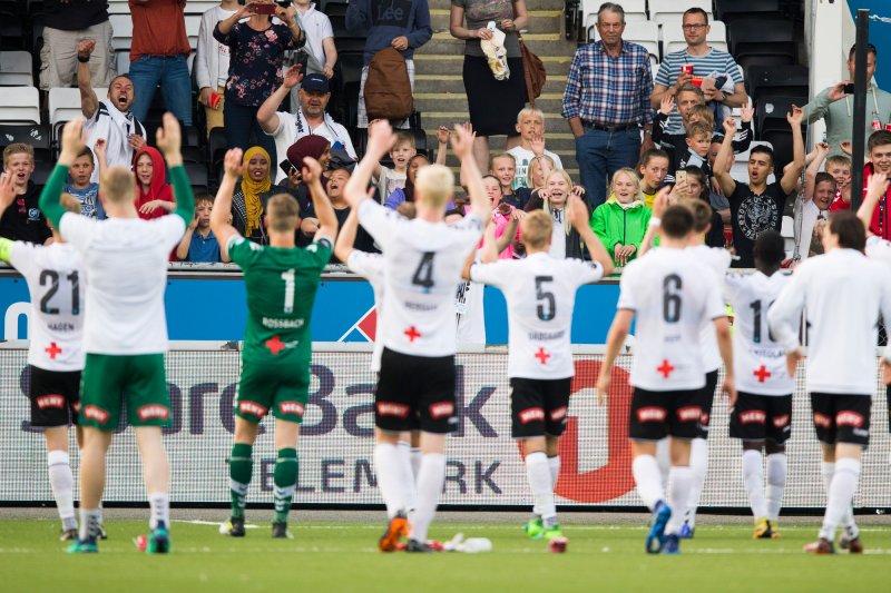 Odd-Sandefjord (5-0). Oddjubel etter eliteseriekampen i fotball mellom Odd og Sandefjord på Skagerak Arena.Foto: Trond Reidar Teigen / NTB scanpix